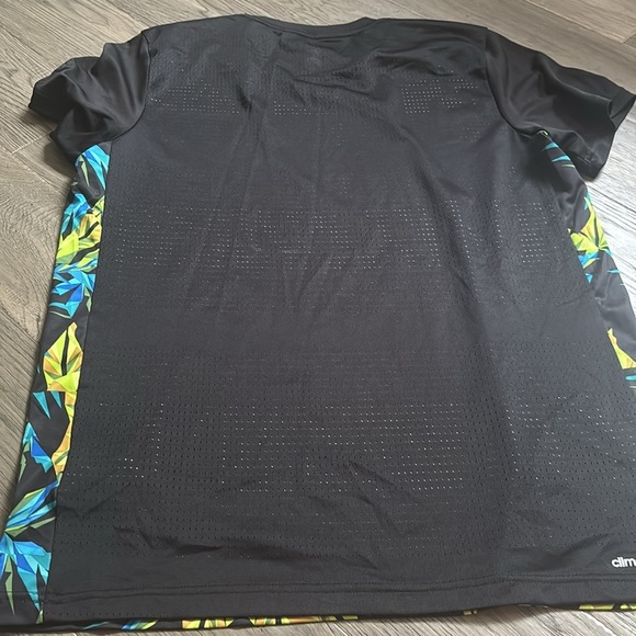 Adidas | Climacool Black and Blue Leaf Print Men's Tee Size Large - Picture 11 of 13